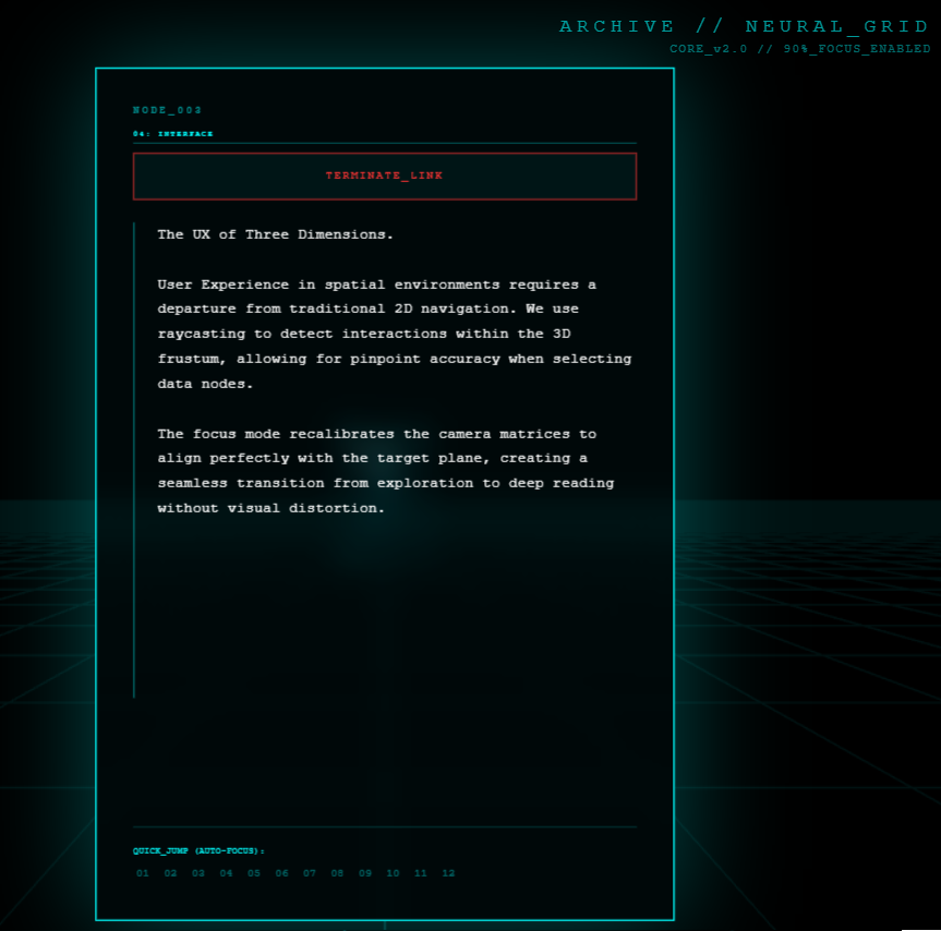 Holodeck | Immersive 3D Archive & Spatial UI Portfolio